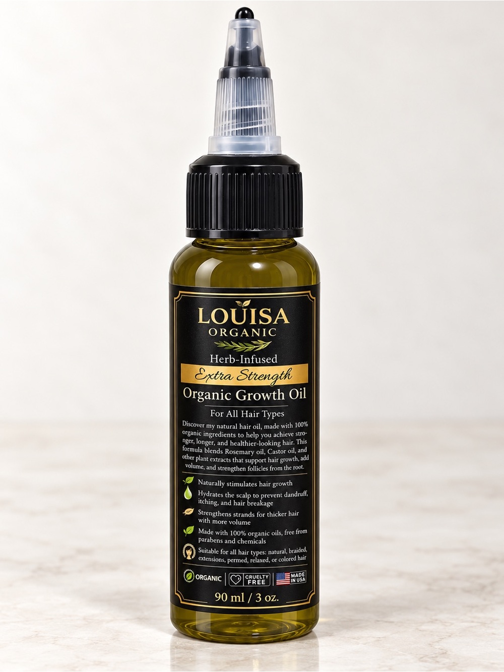 Louisa Organic Extra Strength Organic Growth Oil — Green